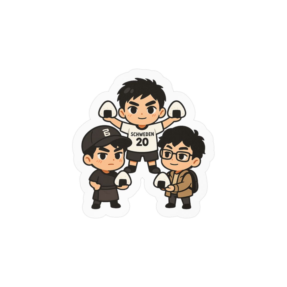 Onigiri Squad Kawaii Stickers | Cute Chibi Rice Ball Decals - alternate angle 3, merchandise